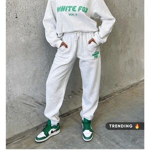 WHITE FOX Vol.3 Heather Grey Joggers with Green Logo